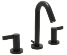 Transitional Style, Curving Spout, Lever Handles, Matte Black Sink Faucet