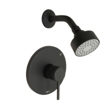 Round Control Plate, Round Showerhead, Matte Black Shower Set