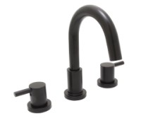 Modern Round Spout, Thin Post Handles, Sink Faucet in Matte Black