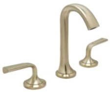 Tall Curving Spout, Lever Handles, Sink Faucet in Satin Brass