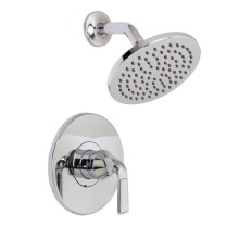 Round Control Plate, Round Showerhead, Polished Chrome Shower Set