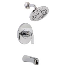 Round Style Tub & Shower Head, Joy Handle, Brushed Nickel