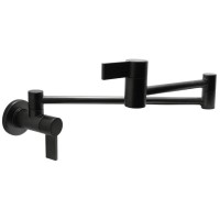 Modern Swivel Pot Filler with Two Lever Handles, Matte Black Shown