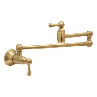 Traditional Swivel Pot Filler with Two Lever Handles, Satin Brass Shown