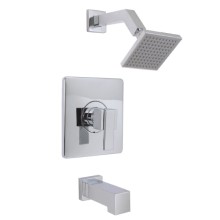 Square Style Tub & Shower with Diverter on Tub Spout, Matte Black