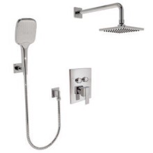 Square Push Button Control, Shower and Hand Shower, Chrome