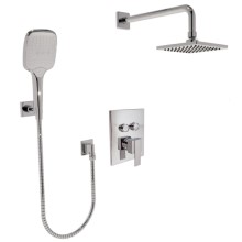 Square Push Button Control, Shower and Hand Shower, Chrome