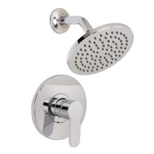 Round Control Plate, Round Showerhead, Polished Chrome Shower Set