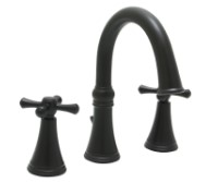 Transitional Curved Spout, Tall Cross Handles, Sink Faucet in Matte Black