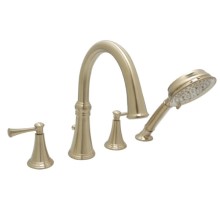 4 Piece Tub Filler with Hand Shower, Satin Brass