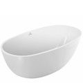 Oval Freestanding Bath, Center Side Drain, Flat Rim, Curving Sides