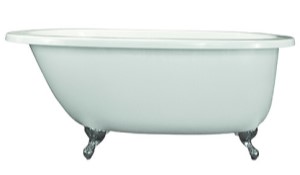 Oval Claw Foot Bath, End Drain, Flat Rim