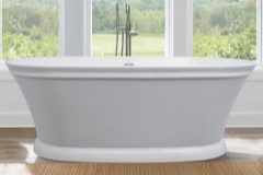 Oval Freestanding Bath with Decorative Rim, Pedestal Base