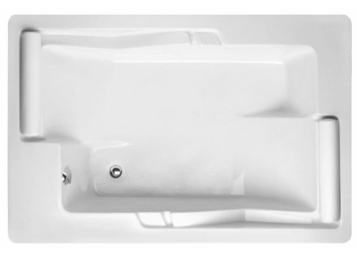 Rectangle Tub with Neck Roll, End Drain, 2 Bathing Wells