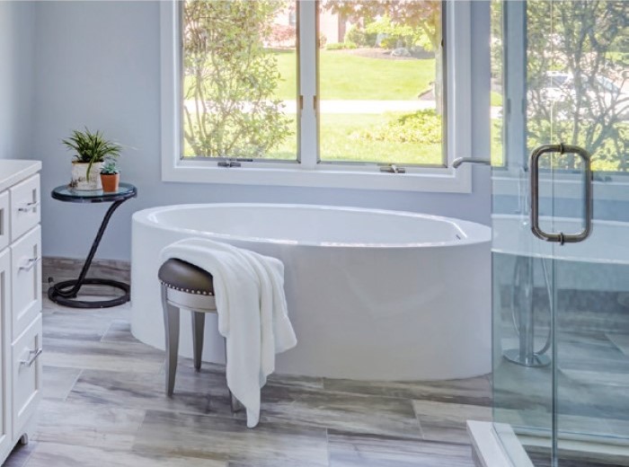 Aubry Installed with Freestanding Tub Filler on Drain End