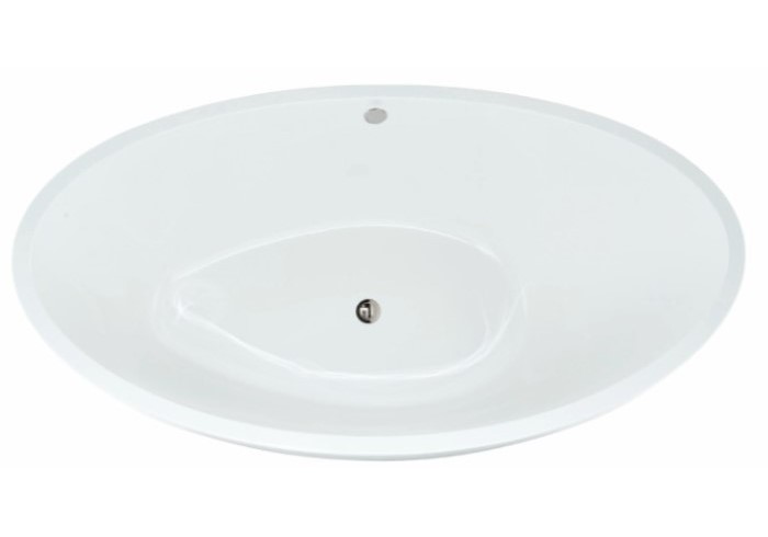 Oval Bathtub with Clean Lines, Curving Rim, End Drain