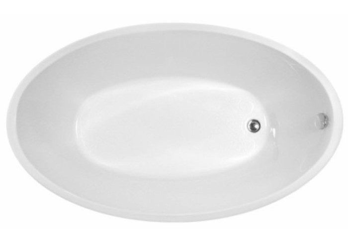 Oval Bathtub with Clean Lines, Curving Rim, End Drain