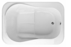 Cassi Rectangle Tub, Rounded Corners, Raised Seat and Rim, End Drain