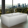 Modern Rectangle Freestanding Tub, Flat Skirts, Boxy Design