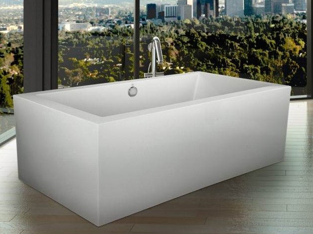 Modern Rectangle Freestanding Tub, Flat Skirts, Boxy Design