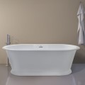 Freestanding Oval Bath with Pedestal Base, Modern Flat Rim