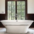 Oval Freestanding Bath, Center Side Drain, Flat Rim, Curving Sides