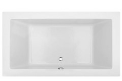 Danika Rectangle Bath, Center Side Drain, Curving Interior Sides, Decorative Rim