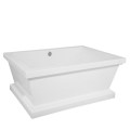 Modern Rectangle Freestanding Tub with Stepped Rim and Pedestal Base