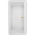 Long Rectangle Bathtub, Center Side Drain, Modern Flat Rim