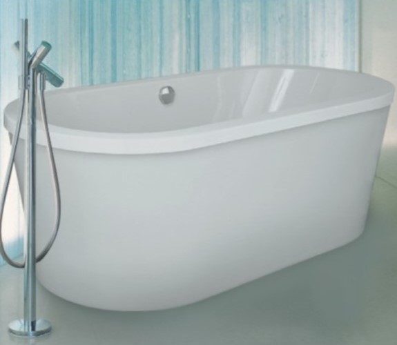 Oval Freestanding Soaking Tub with Rim Detail, Angled Sides