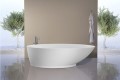 Oval Freestanding Bath, Modern Pedestal Base, One Side Curves Dramatically