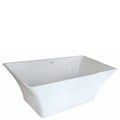 Rectangle Freestanding Bathtub, Curving Sides, Modern Flat Rim