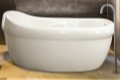 Oval Freestanding Tub with a Raised Backrest, Wide Rim