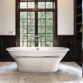 Oval Freestanding Tub with a Stepped Rim Edge, Curving Sides