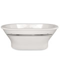 Oval Freestanding Tub with a Stepped Rimn Edge, Curving Sides