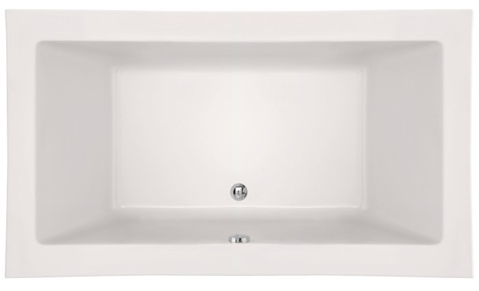 Modern, Rectangle Bathtub with Center Drain, Flat Rim