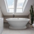 Oval Freestanding Bath with Curving Sides and Pedestal Base