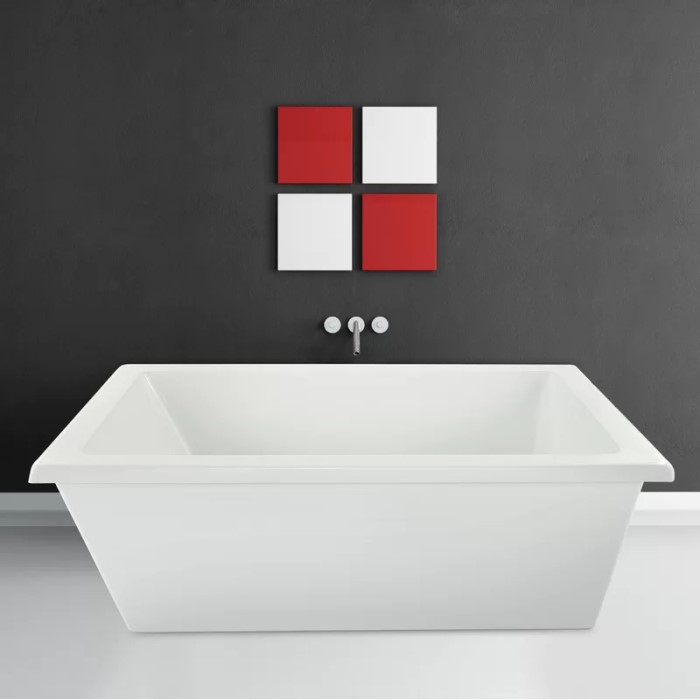 Rectangle Freestanding Tub Shown with a Wall Mount Tub Filler