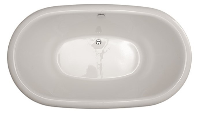 Oval Tub with Center Side Drain, Rolled Rim, 2 Backrests