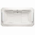 Rectangle Bathtub with Step Rim, Center Drain, Pillows, Armrests and Seats