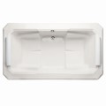 Rectangle Bathtub with Step Rim, Center Drain, Pillows, Armrests and Seats