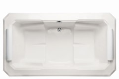 Mystique Rectangle CenterSide Drain Tub, 2 Seats, 4 Armrests, Decorative Rim