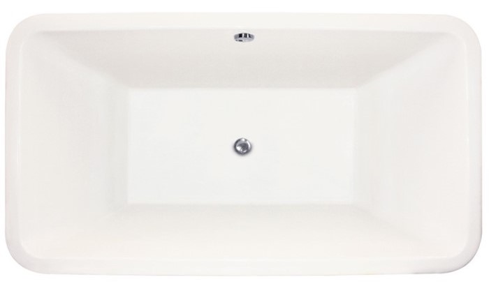Rectangle Tub with Rounded Corners, Center Drain, Flat Rim