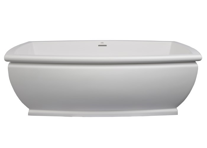 Freestanding Rectangle Bath with Modern Pedestal Base & Flat Rim