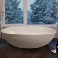  Oval Freestanding Tub, Flat Rim, Curving Sides, Center Side Drain