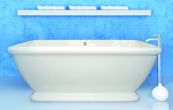 Rectangle Freestanding Bath with Rounded Corners, Pedestal Base