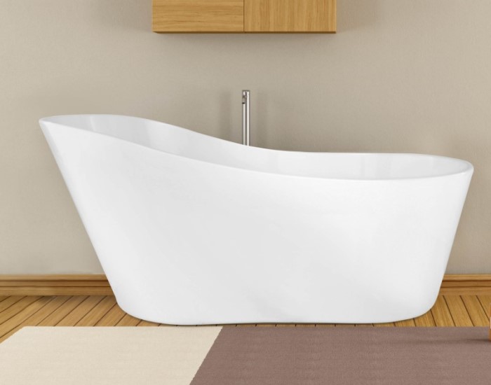 Slipper Bath with End Drain, Raised Backrest