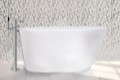 Small Oval Freestanding Tub with Angled Backrest, Flat Rim
