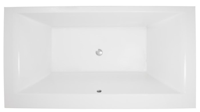 Rectangle Tub with Center Drain, Wider Rim on Overflow Side