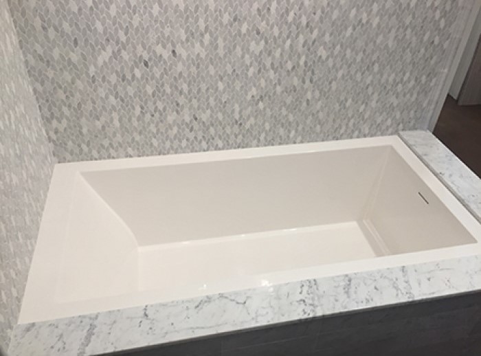 Modern Rectangle Tub, Installed with 2 Sided Flange, 2 Sides Undermounted